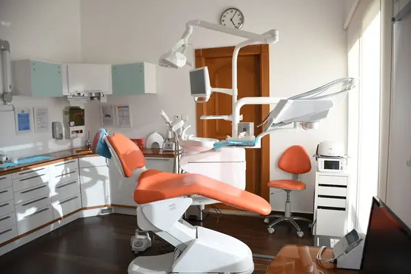 Modern dental office waiting area with contemporary design
