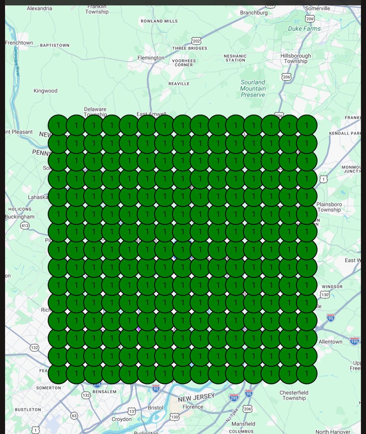 After: Google Maps showing 225/225 top-3 rankings for Cruz Gold
