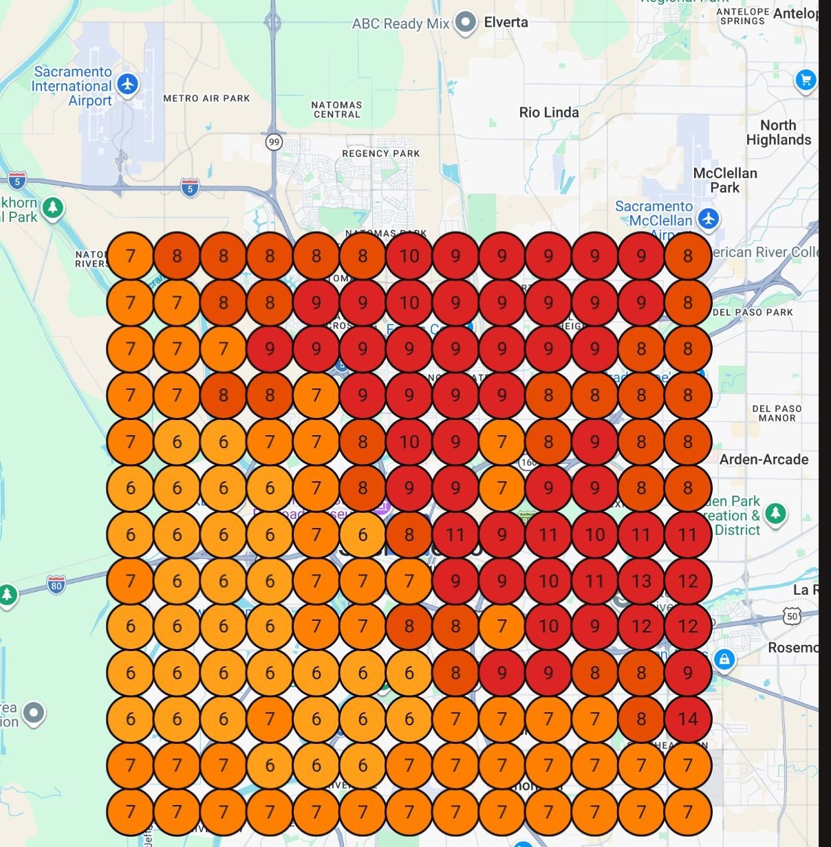 Before: Sacramento rankings showing poor visibility